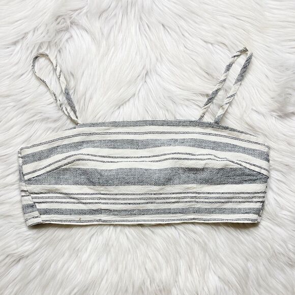 Forever 21 Striped Crop Top White and Blue Size Small - Picture 1 of 5